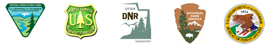 Interagency logos Logos of BLM, USFS, Utah DNR, NPS, and BIA
