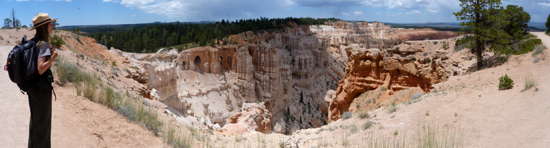 Ranger Kate Pitts hiking the rim trail. Ranger Kate Pitts hiking the rim trail.