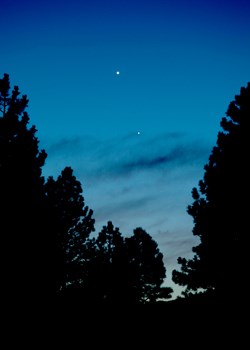 Venus and Mercury glow against deep blue skies at the 2015 Astrofest