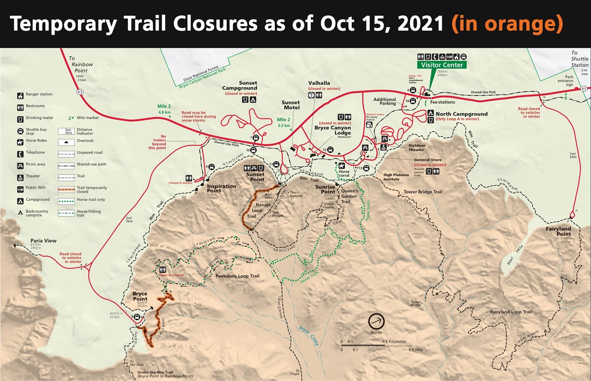 Current trail closures in Bryce Canyon National Park