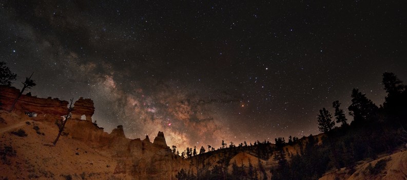 Glowing Milky Way above hoodoos at Mossy Cave