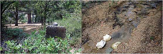 Right Fork Yellow Creek Campsite Sign and water (merged pictures)