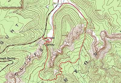 Topographical image of Swamp Canyon Trail (marked in red)
