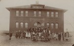 Image of Gage School and students in the late 1800's.