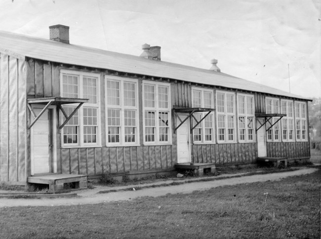 Tar paper school building in virginia that led to student strikes.