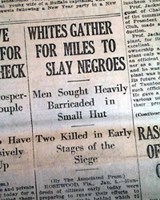 "Whites Gather for Miles to Slay Negroes" headline on front page article, Taunton Daily Gazette, Massachusetts, January 5, 1923 .