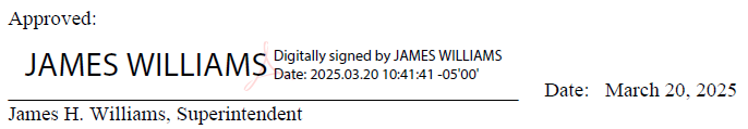 Signature of Superintendent James Williams March 13, 2024
