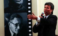 Elias Garcia talks about the <em>Mendez v. Westminster</em> case, which desegregated schools for Hispanic students, at Brown v. Board of Education National Historic Site.