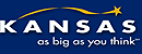 A dark blue background with yellow star and trail with white text that reads: Kansas: As Big as You Think