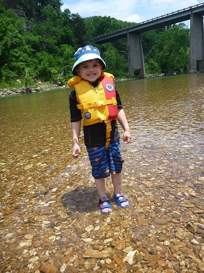 Boy in a life jacket