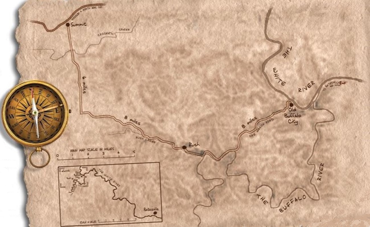 Historic Map of Rush, Arkansas