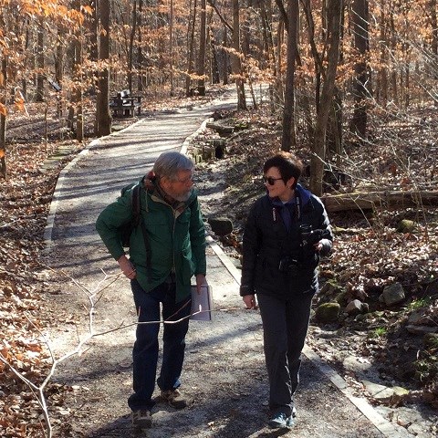 Two hikers walking on the Lost Valley Trail