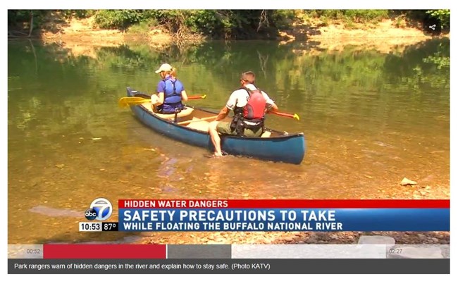 A news clip from a river safety story at Buffalo National River.