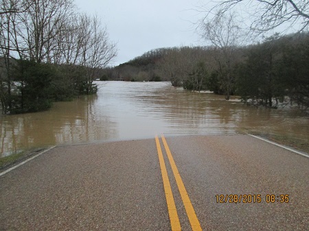 photo of water covering campground road
