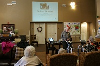 Ranger Linda Bishop shows powerpoint slideshow about park birds.