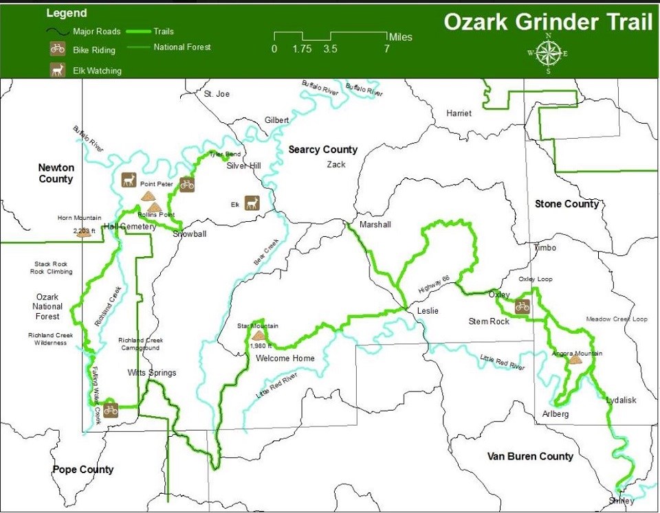 map for ozark grinder trails