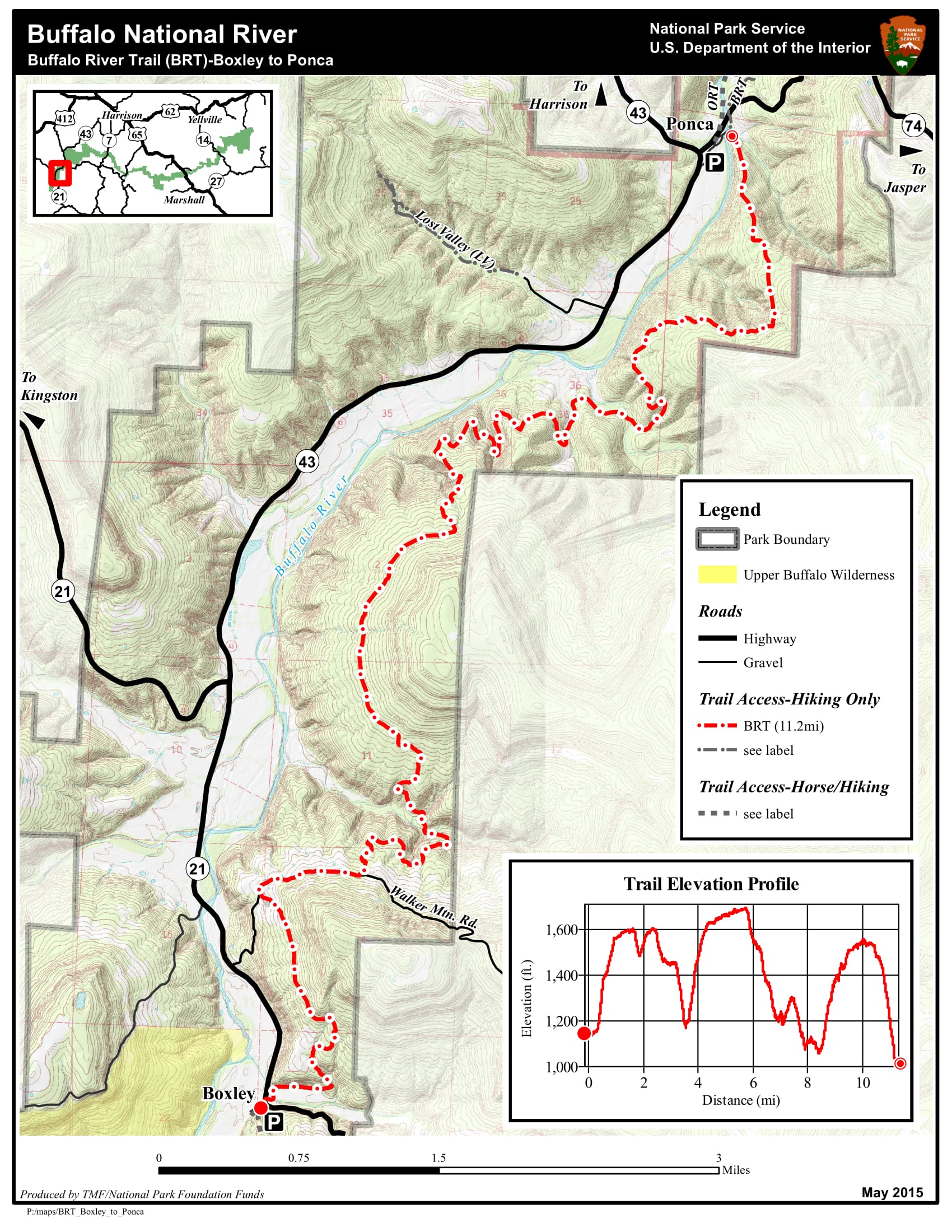Upper District Hiking Buffalo National River (U.S. National Park Service)