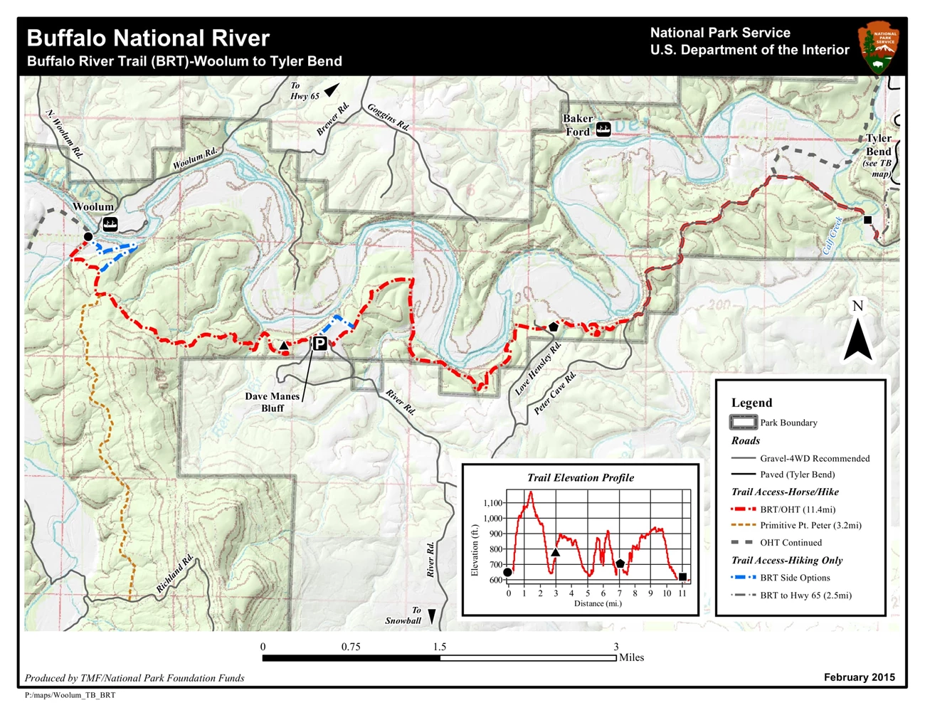 WoolumToTylerBend Trail map for Woolum to Tyler Bend