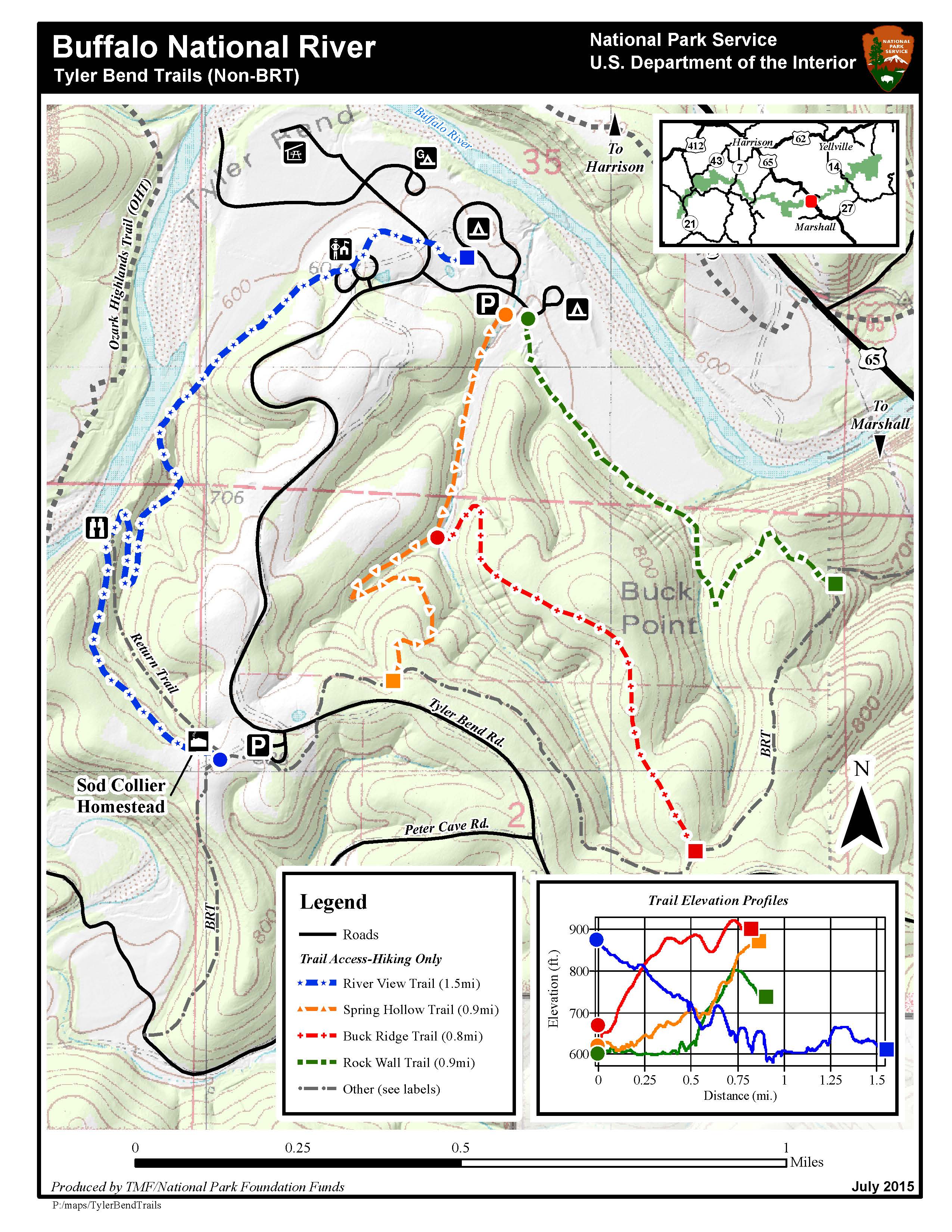 Tyler State Park Trail Map Hike Tyler Bend Trails (U.s. National Park Service)