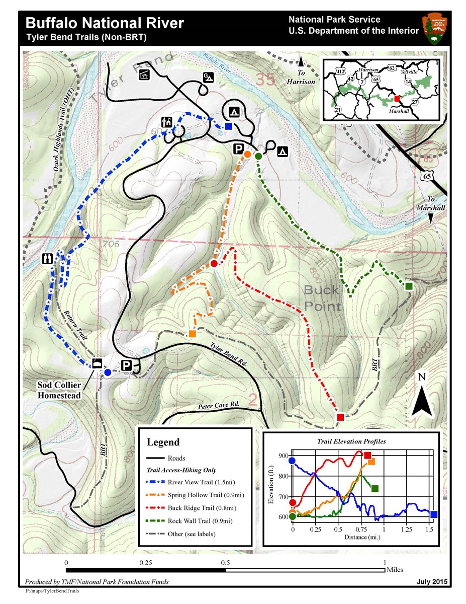 Tyler Park Trail Map Hike Tyler Bend Trails (U.s. National Park Service)