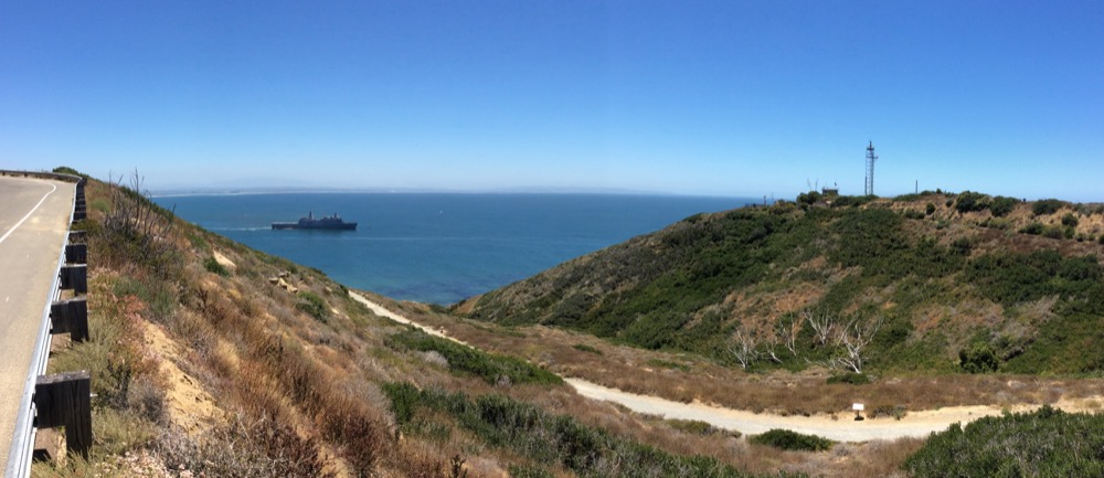 The Coastal Sage Scrub (forefront) and Maritime Chaparral (distance) plant communities at Cabrillo National Monument.