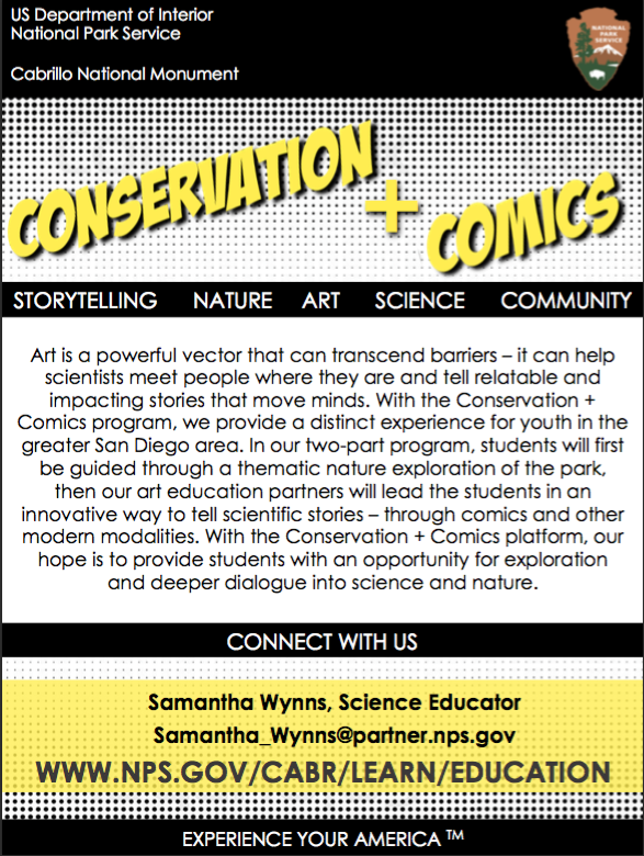 Information about the innovative program Conservation + Comics, which connects students to nature through the platform of art.