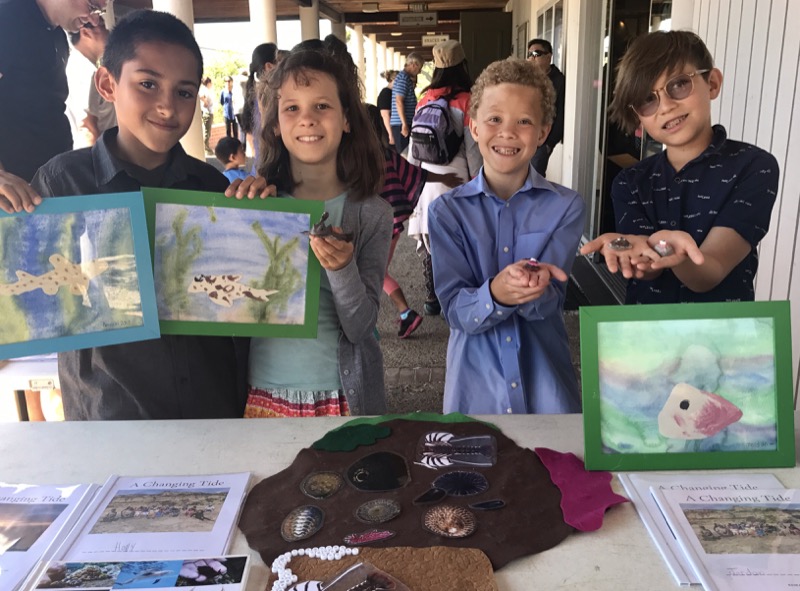 High Tech Elementary students showing their 3d tidepool critter models