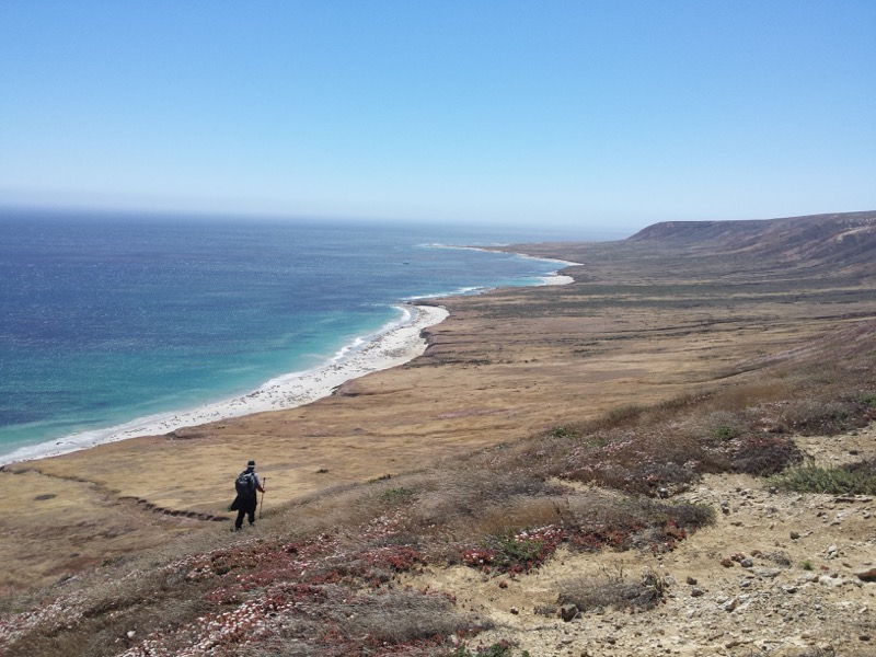 Photo of ranger hiking along coast