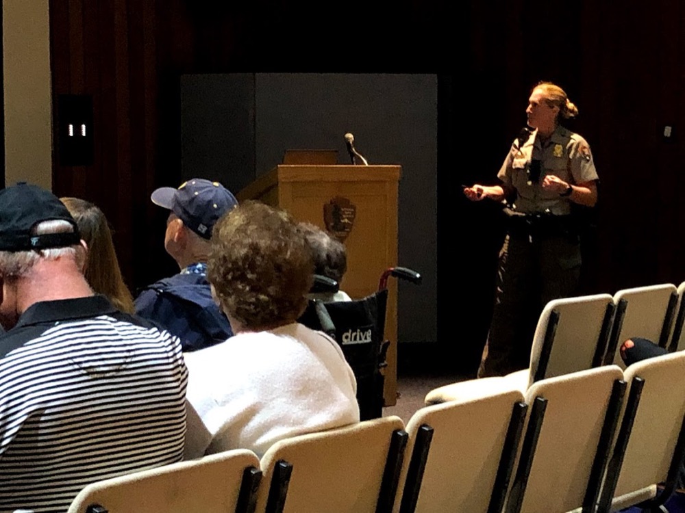 Ranger Bonnie Phillips speaks to Naturally Speaking attendees on November 17.