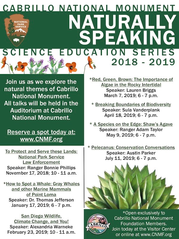 Naturally Speaking 2018-2019 Flier Flyer showing Naturally Speaking: Science Education Series 2018 - 2019