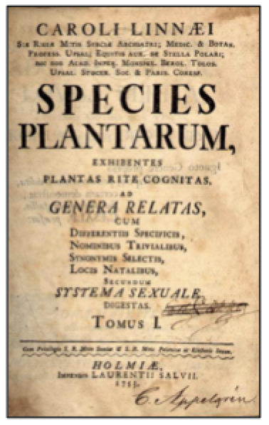Photo of cover of Species Plantarum