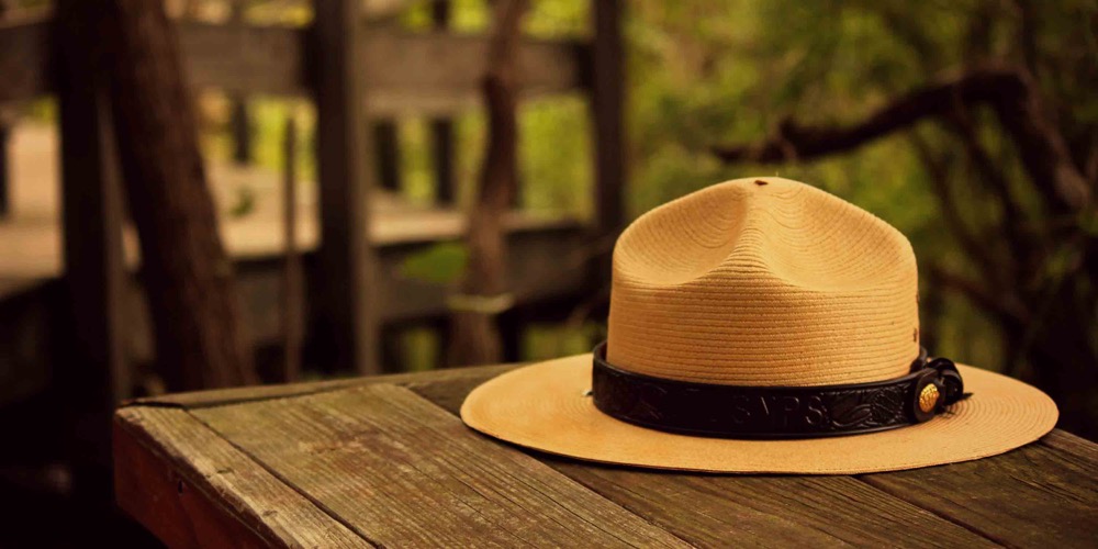 the iconic flat hat that completes the National Park Service Ranger uniform.