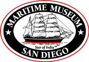Maritime Museum of San Diego logo with Star of India tall ship at center