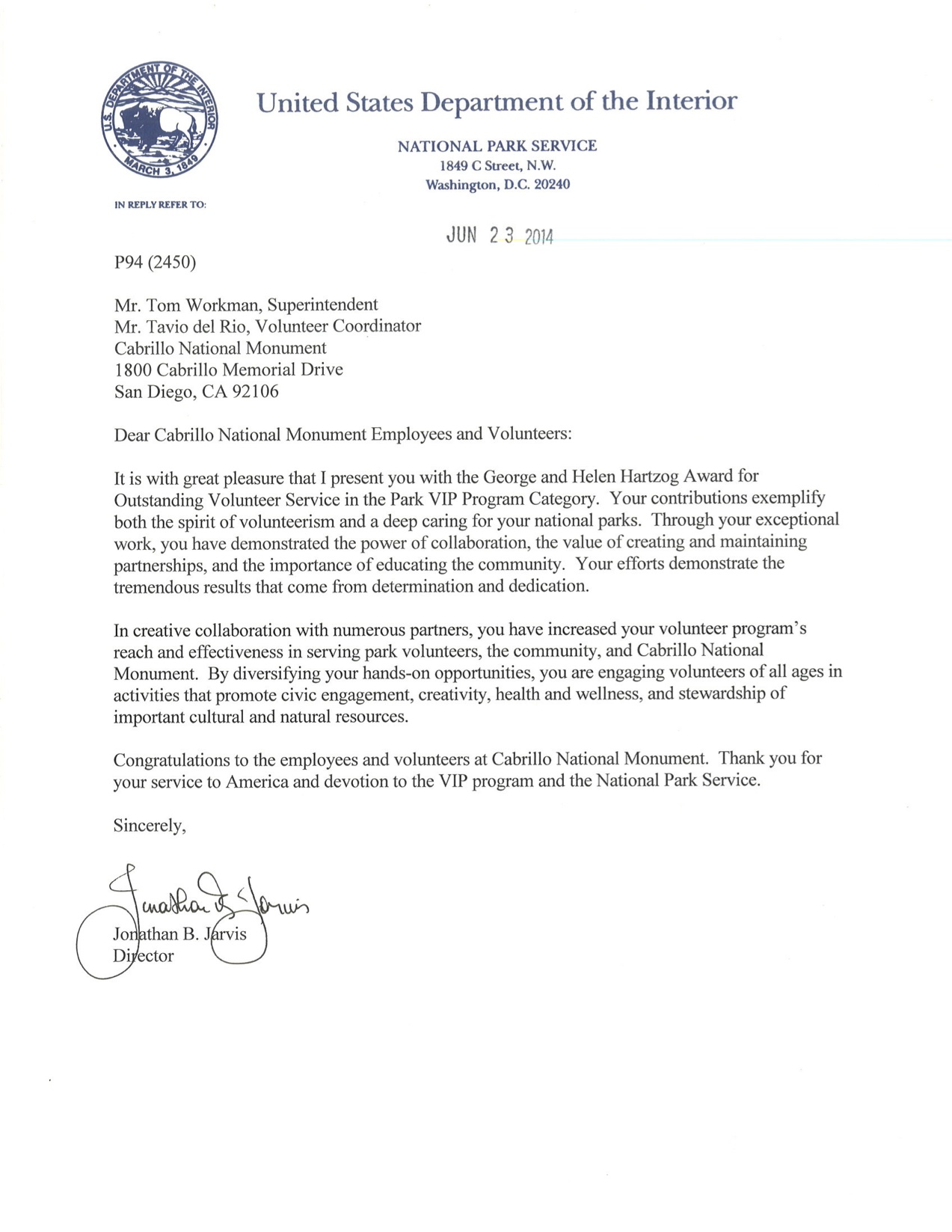 letters for volunteers