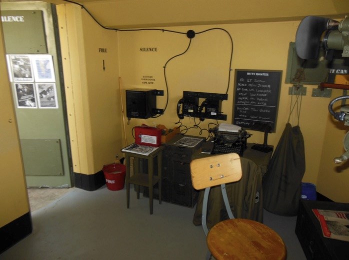 View inside Bunker looking southeast showing the phones used for communication to Battery Ashburn