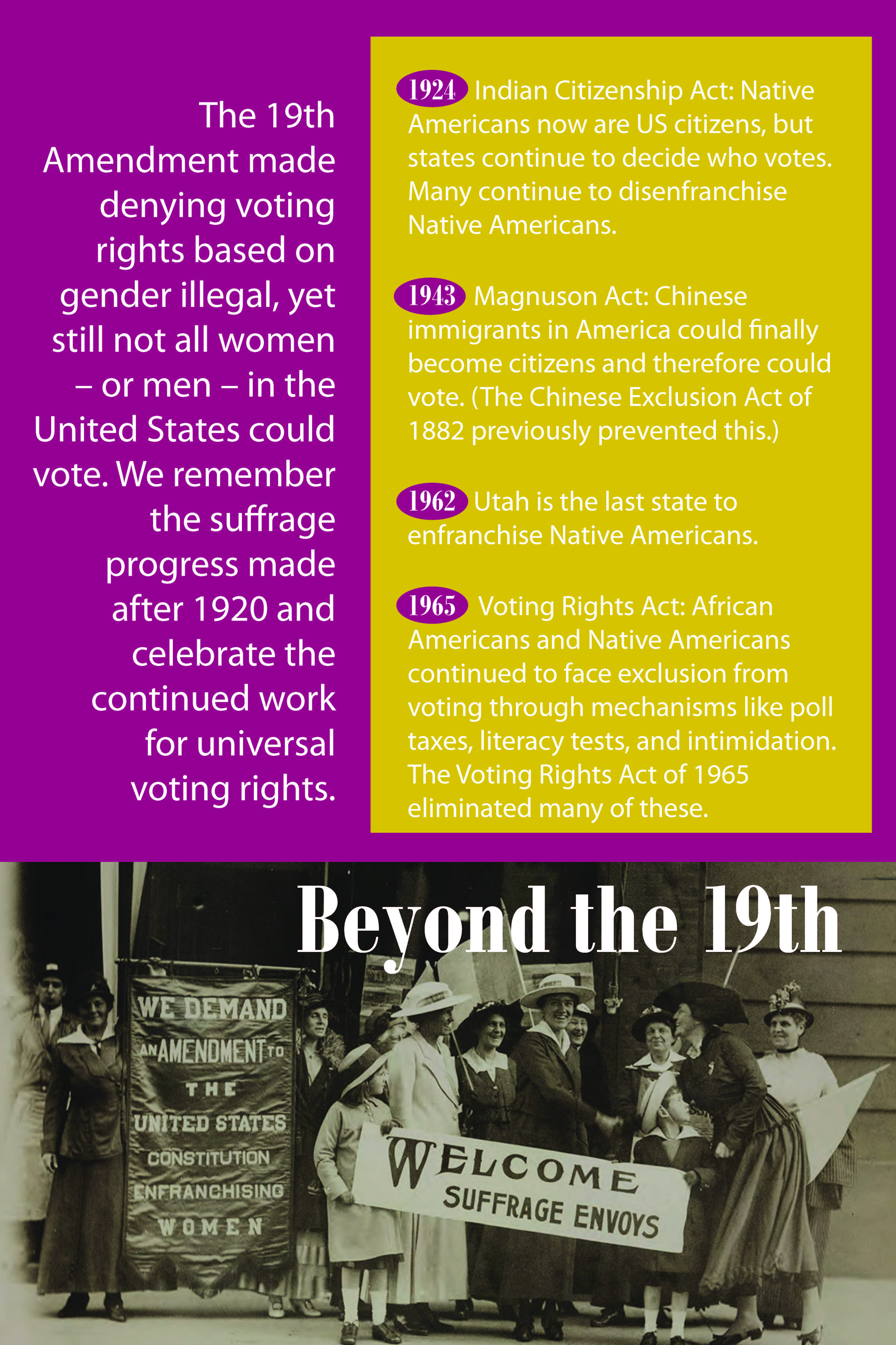 Exhibit panel titled "Beyond the 19th." Audio and text transcript below.