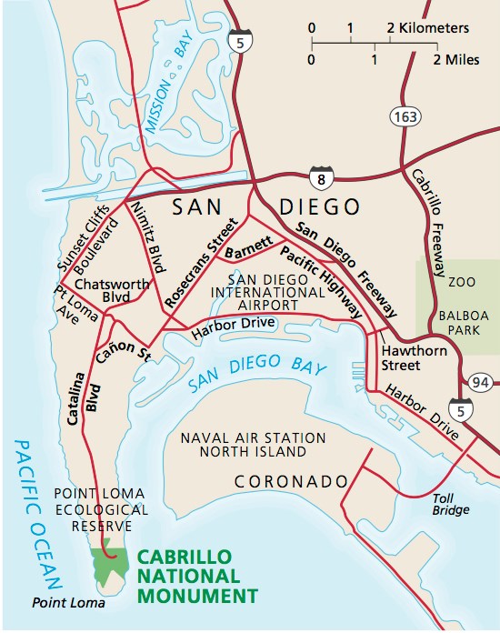 Area map around Cabrillo National Monument