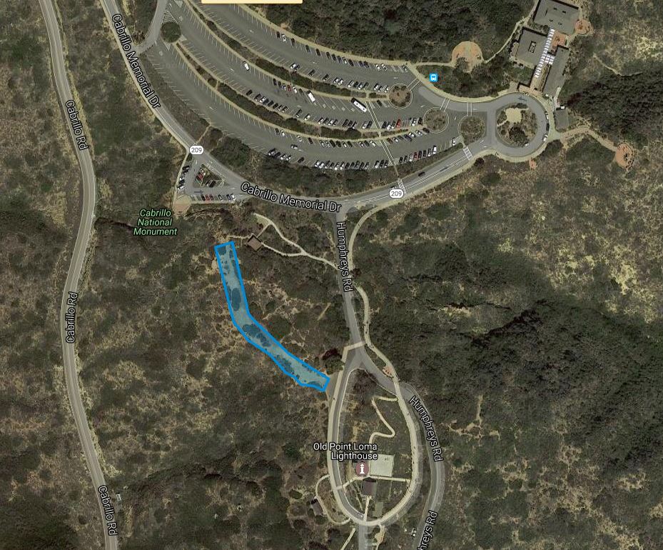 Map showing location of the Event Bluff at Cabrillo