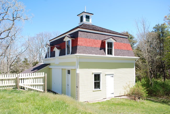 Yellow barn building