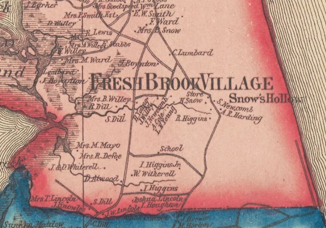 Map of Fresh Brook Village from 1858