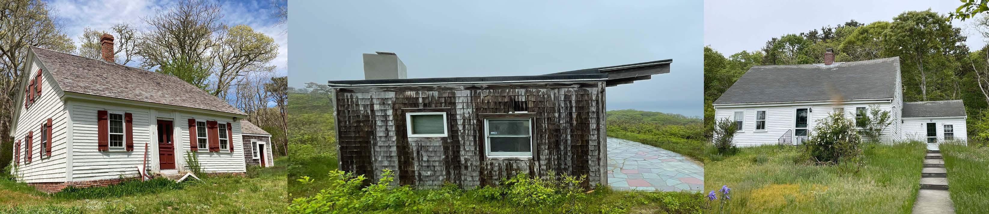 Collage of three photos, each of the exterior of a home.