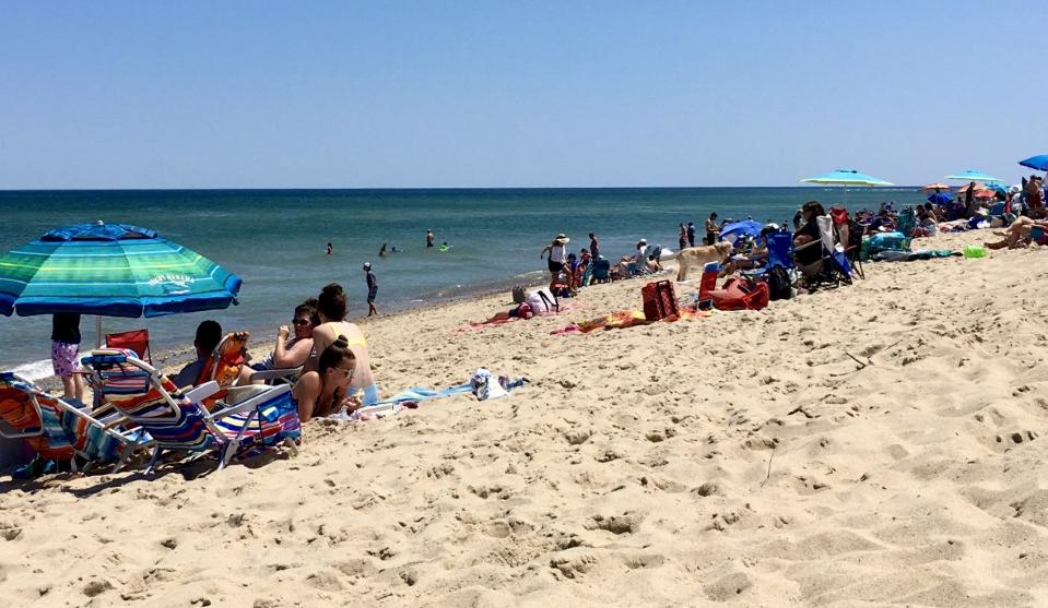 Visitors enjoy the beach on a warm summer day.