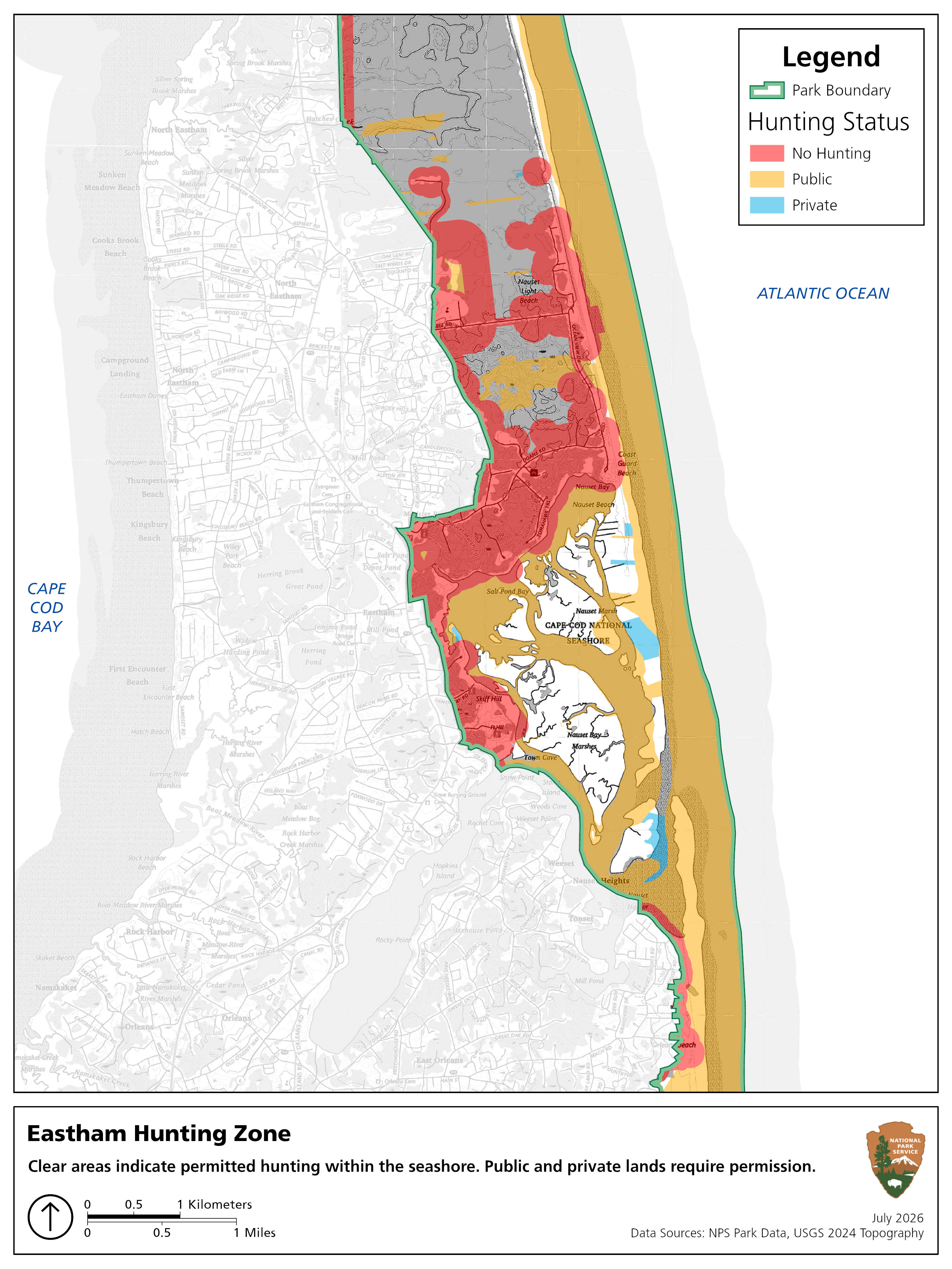 Map of Eastham area with highlighted hunting areas.
