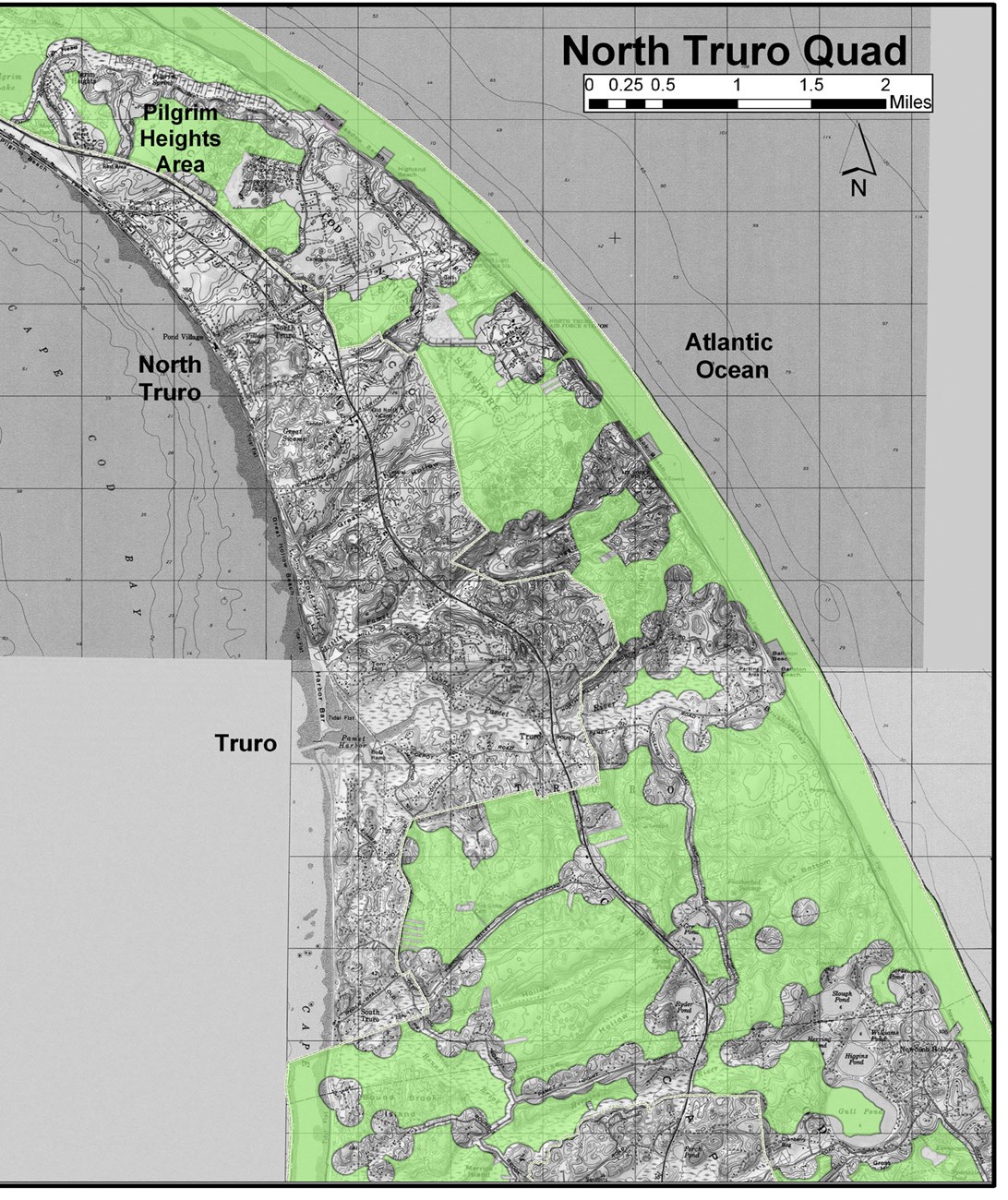 A map depicting road, houses, and boundaries.