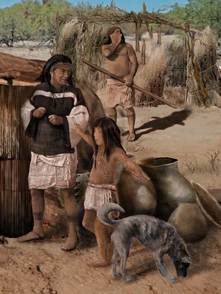 artist conception of ancestral people working