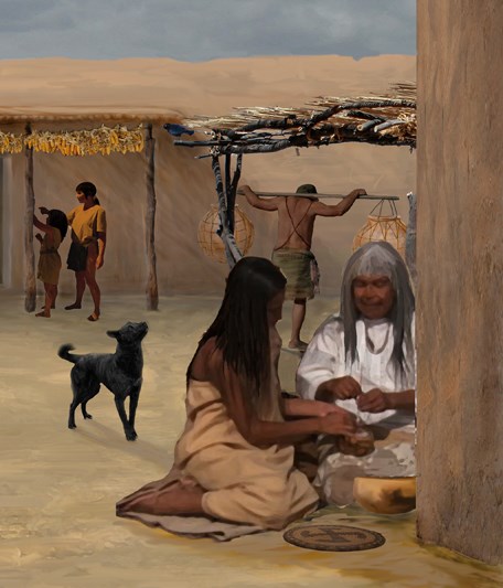 artist conception of compound A in ancient times