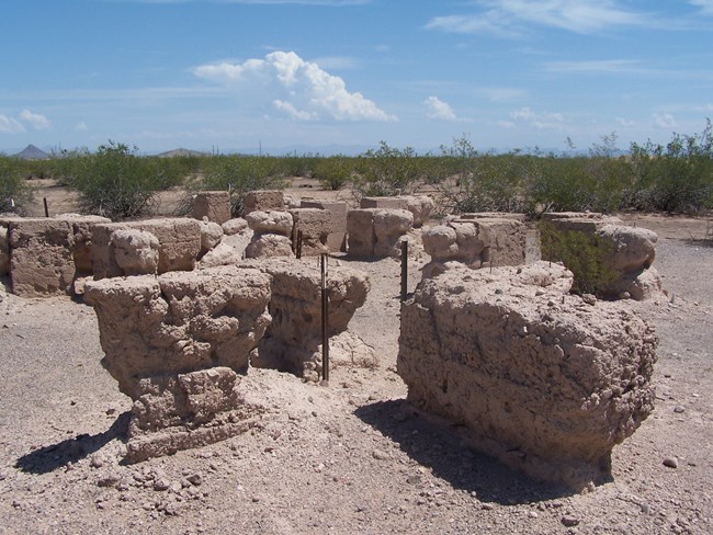 Test Walls of Caliche stand near the park maintenance area. Not ruins by the Ancestral Peoples these small clumps are created by archeologists.
