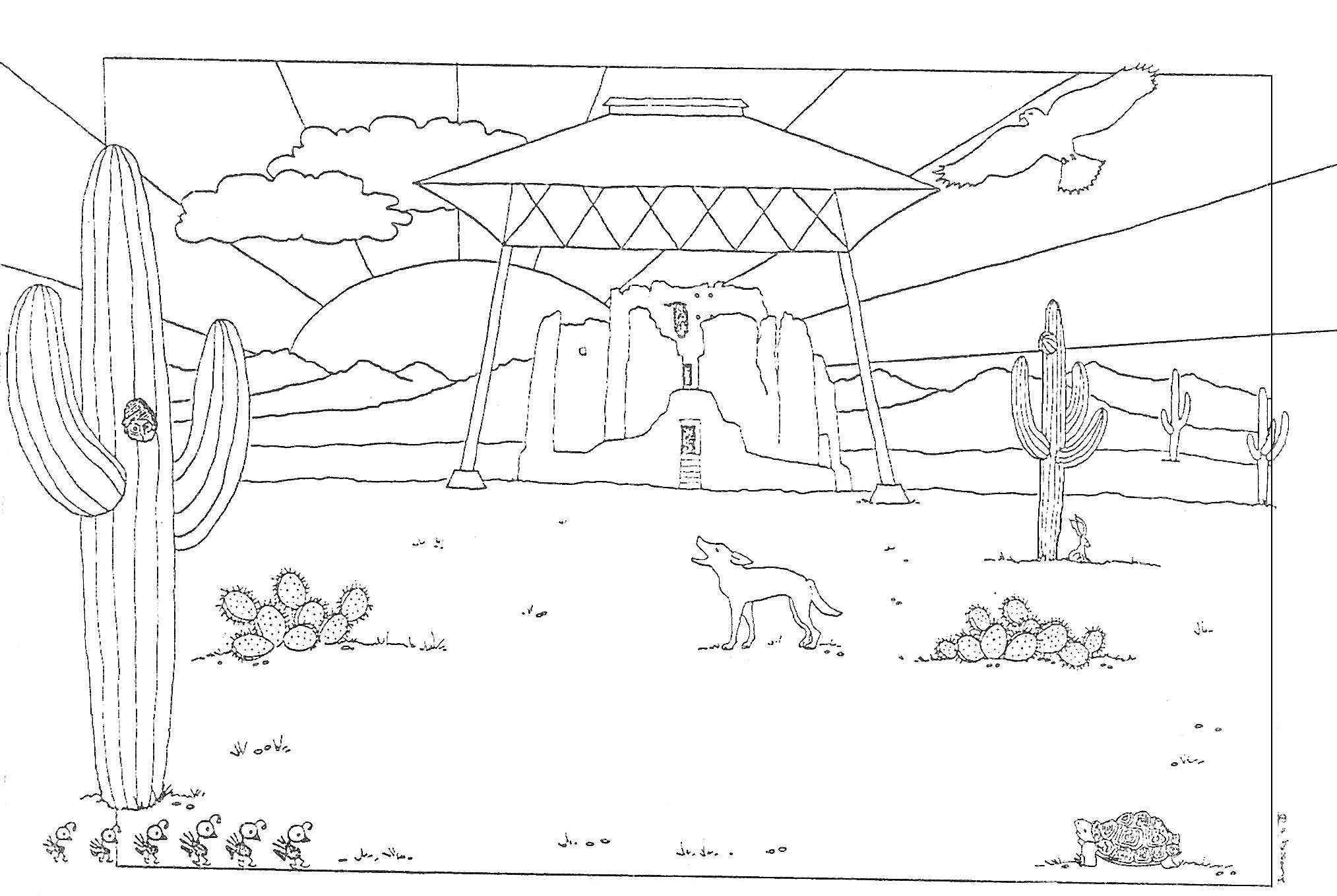 Printable Desert Scene Coloring Pages
