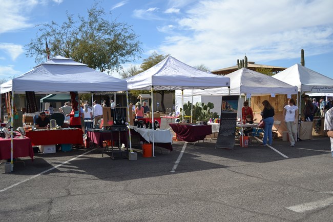 Booths in a row at arts fest