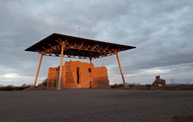 Sunrise lights up the Great House